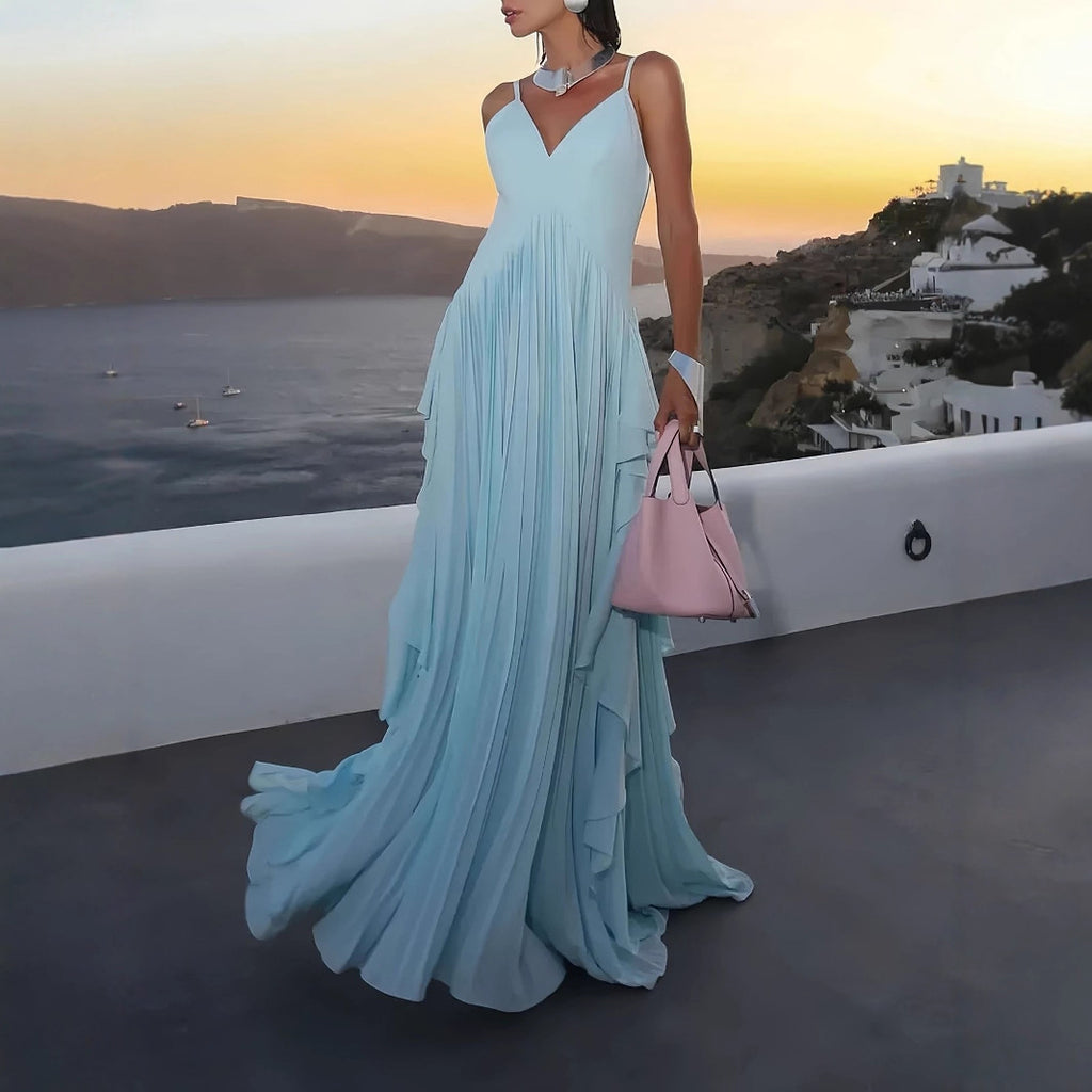 Multi Layer Pleated Maxi Dress