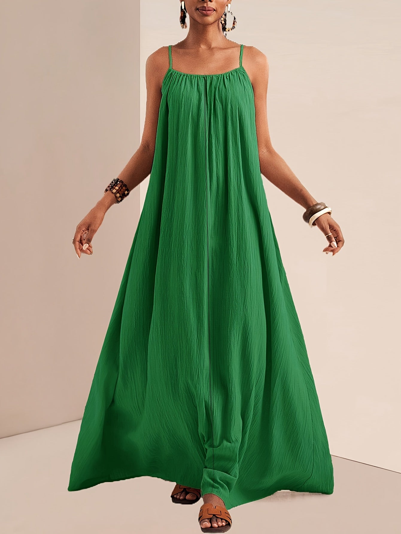 New Stylish And Elegant Solid-color Slip Maxi Dress