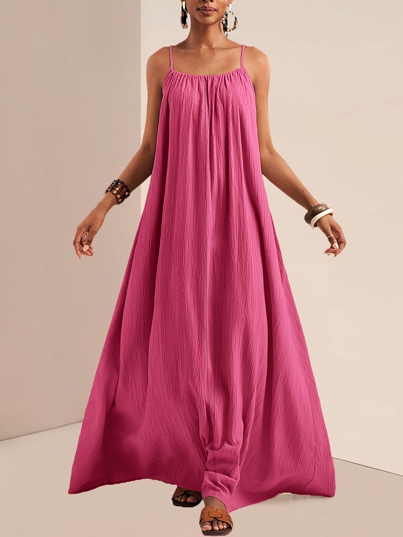 New Stylish And Elegant Solid-color Slip Maxi Dress