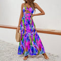 Sleeveless Boho Maxi Dress Spaghetti Strap Floral Sundress