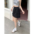 Adjustable Waist Drawstring Cargo Skirt