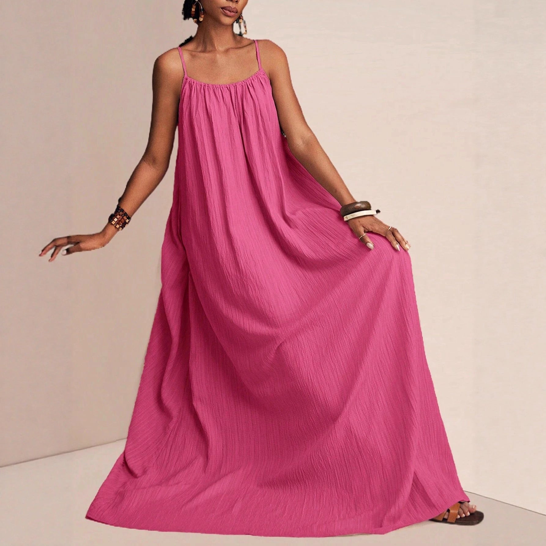 New Stylish And Elegant Solid-color Slip Maxi Dress