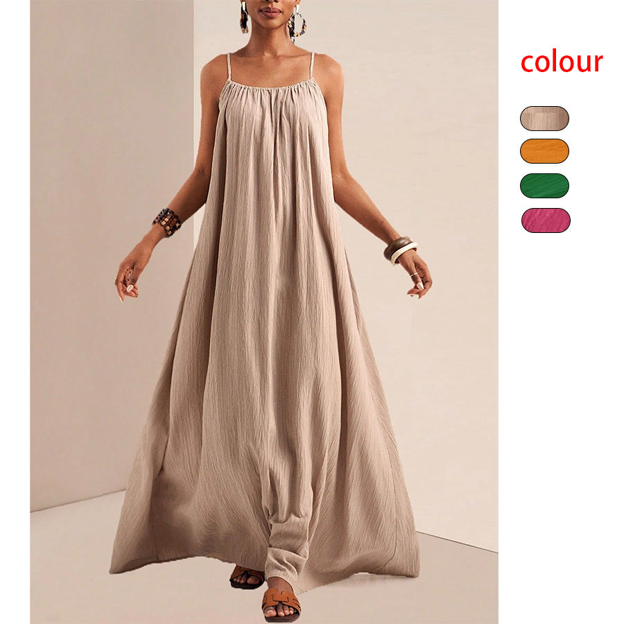 New Stylish And Elegant Solid-color Slip Maxi Dress