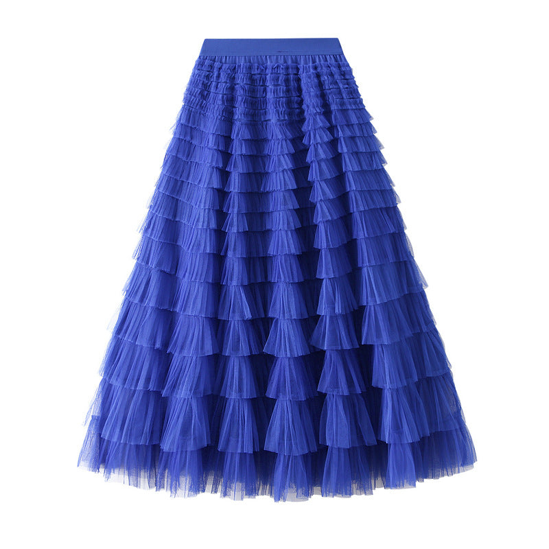 A-Line Mesh Ruffle Skirt