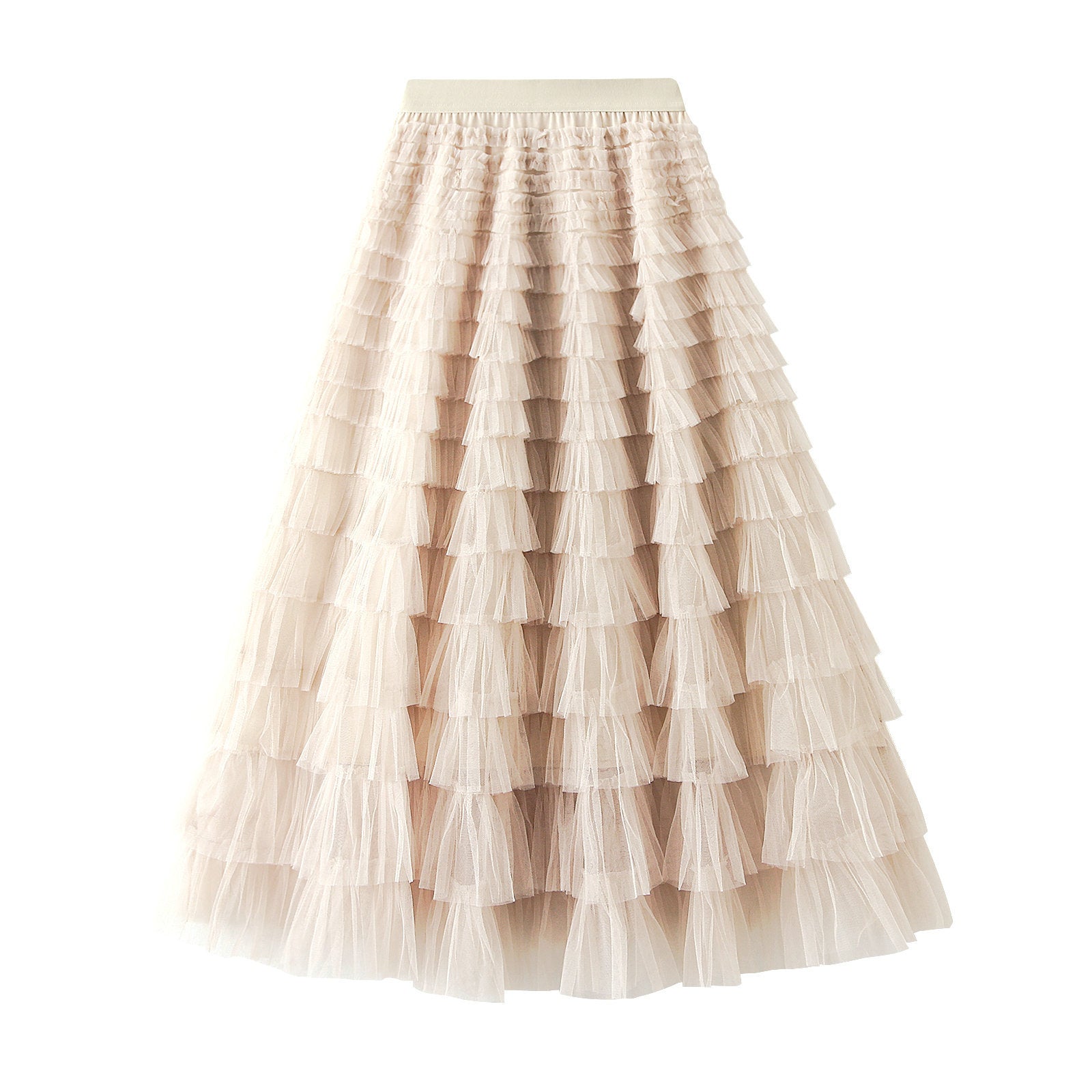 A-Line Mesh Ruffle Skirt