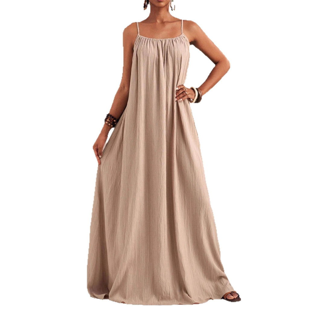 New Stylish And Elegant Solid-color Slip Maxi Dress